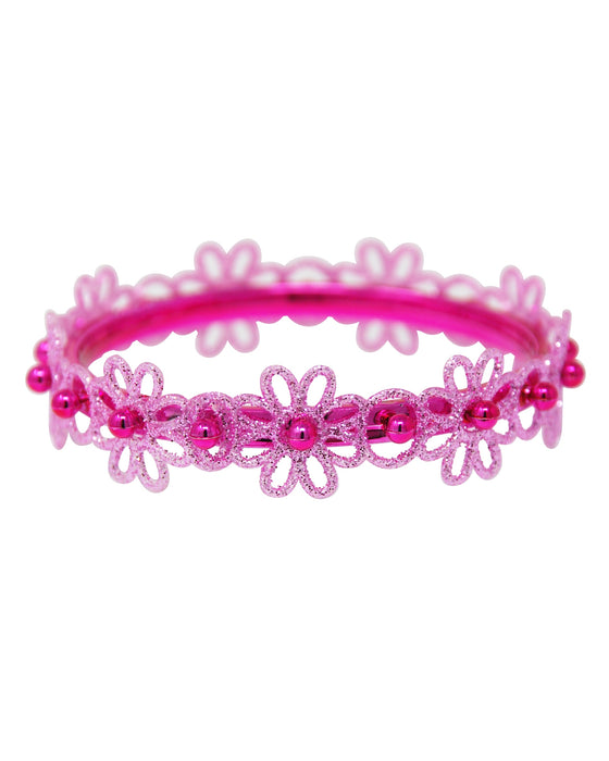 Pink Poppy Bangle Glitter Flower V2