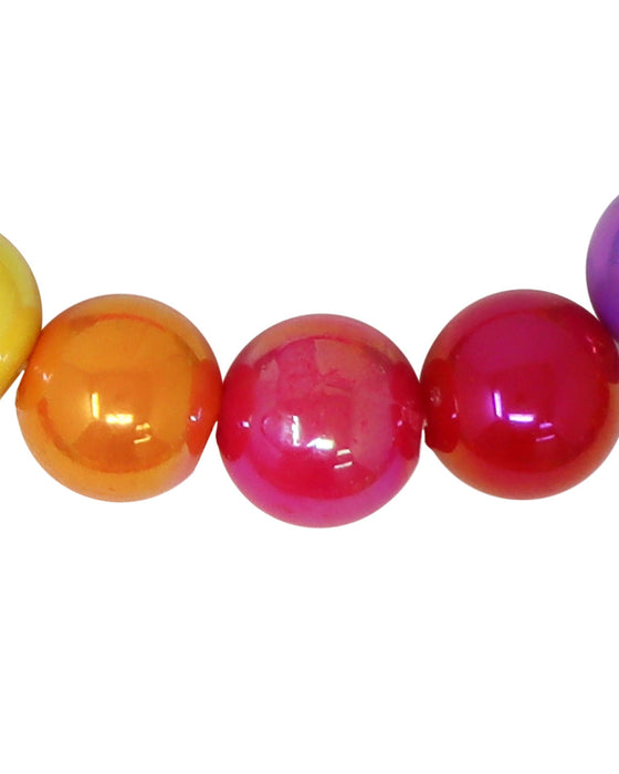 Pink Poppy Rainbow Beads Bracelet