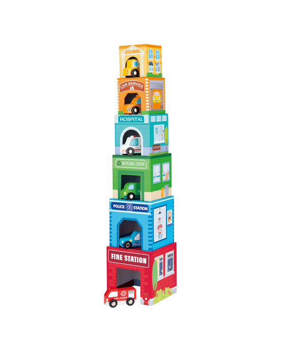 Bello Stacking Cubes with Vehicles