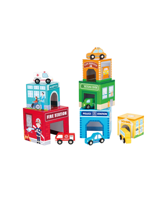 Bello Stacking Cubes with Vehicles