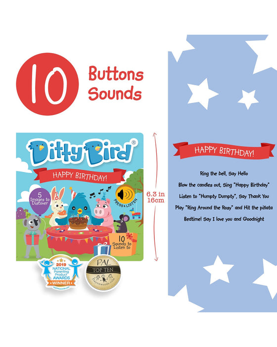 Ditty Bird Happy Birthday Board Book - Kidstuff