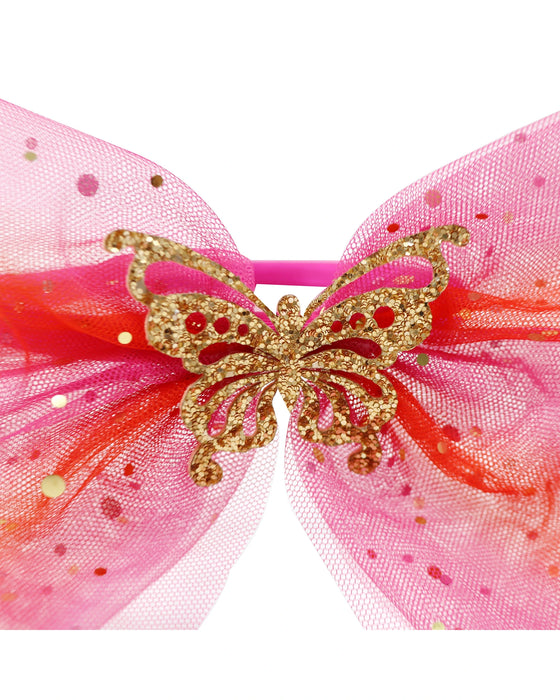 Pink Poppy Butterfly Glitter Bow Headband