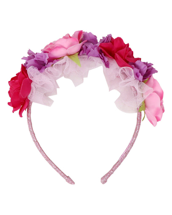 Pink Poppy Rainbow Butterfly Floral Headband