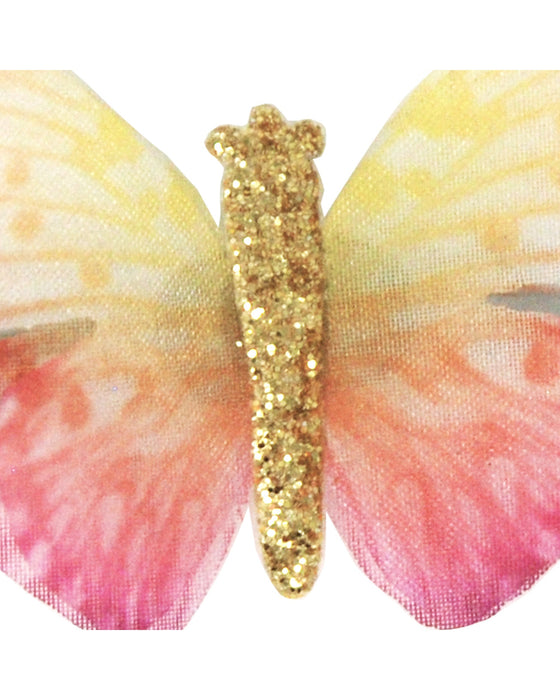 Pink Poppy Hairclip Butterfly Burst