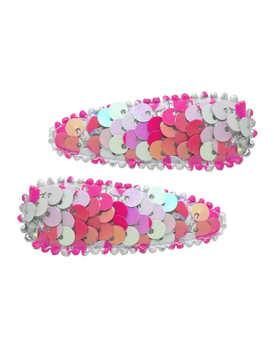 Pink Poppy Mermaid Sequin Snap Clips