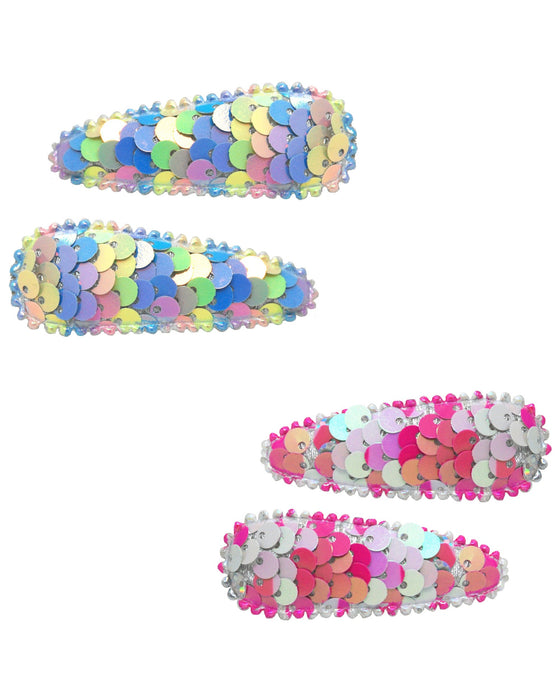Pink Poppy Mermaid Sequin Snap Clips