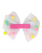 Pink Poppy Mesh Bow with Pom Pom Hairclip