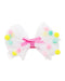 Pink Poppy Mesh Bow with Pom Pom Hairclip