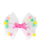 Pink Poppy Mesh Bow with Pom Pom Hairclip