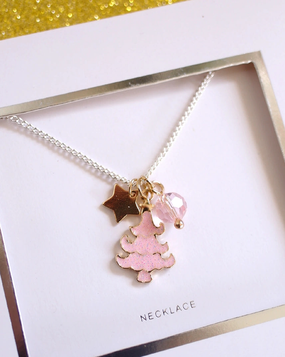 Lauren Hinkley Christmas Pink Tree Necklace