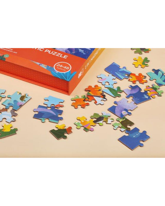 Mier Edu 2 In 1 Travel Magnetic Puzzle Dinosaurs