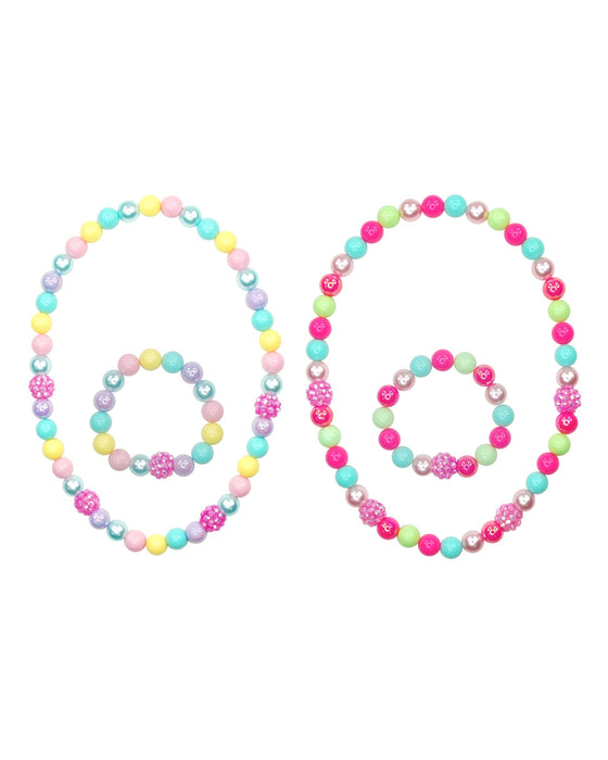 Pink Poppy Necklace Bracelet Sugar Coated Set