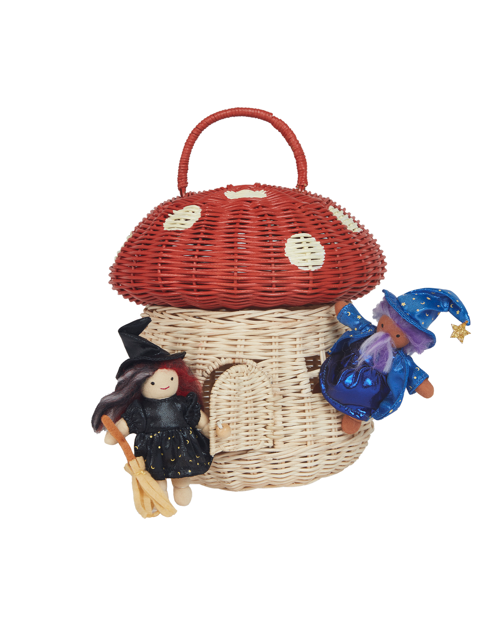 Olli Ella Rattan Mushroom Basket - Red