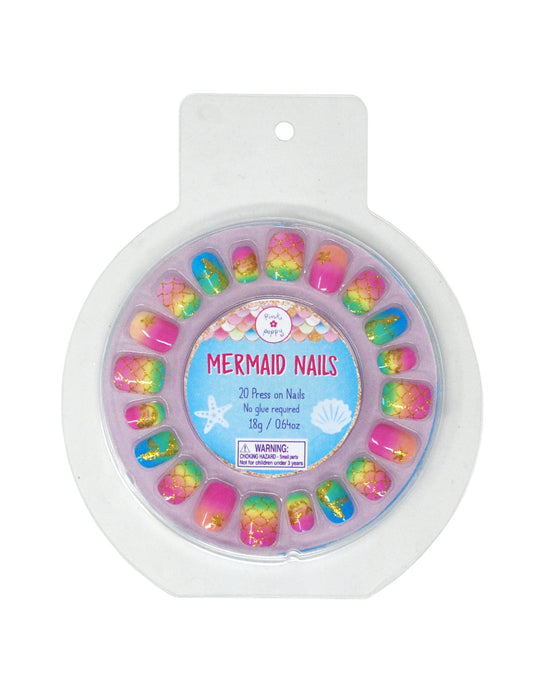 Pink Poppy Rainbow Mermaid Press on Nails