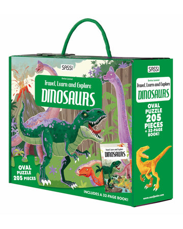 Sassi Travel Learn Explore Puzzle and Book Set Dinosaurs