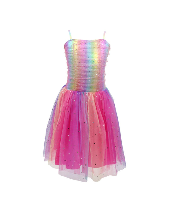 Pink Poppy Rainbow Ruched Sparkle Dress 34